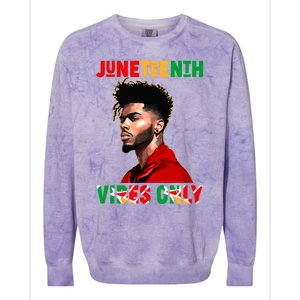 Juneteenth Vibes Only Black King Black Freedom Afro Gift Colorblast Crewneck Sweatshirt