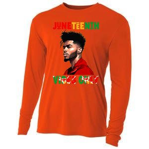 Juneteenth Vibes Only Black King Black Freedom Afro Gift Cooling Performance Long Sleeve Crew