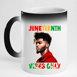 Juneteenth Vibes Only Black King Black Freedom Afro Gift 11oz Black Color Changing Mug