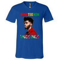 Juneteenth Vibes Only Black King Black Freedom Afro Gift V-Neck T-Shirt