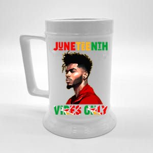 Juneteenth Vibes Only Black King Black Freedom Afro Gift Beer Stein