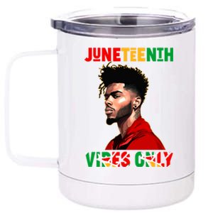 Juneteenth Vibes Only Black King Black Freedom Afro Gift 12 oz Stainless Steel Tumbler Cup