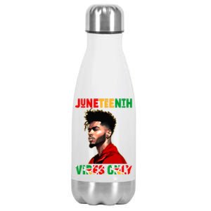 Juneteenth Vibes Only Black King Black Freedom Afro Gift Stainless Steel Insulated Water Bottle