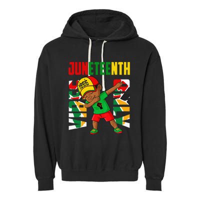 Juneteenth Vibes Only African Dabbing Black Boy Freedom Garment-Dyed Fleece Hoodie