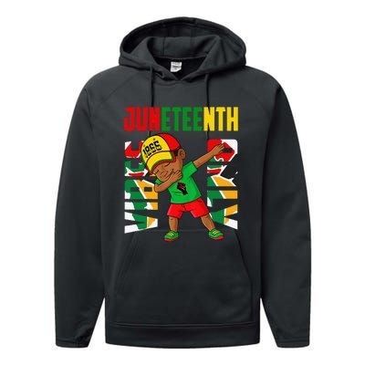 Juneteenth Vibes Only African Dabbing Black Boy Freedom Performance Fleece Hoodie