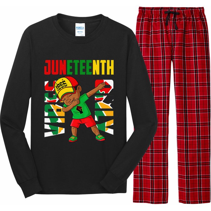 Juneteenth Vibes Only African Dabbing Black Boy Freedom Long Sleeve Pajama Set