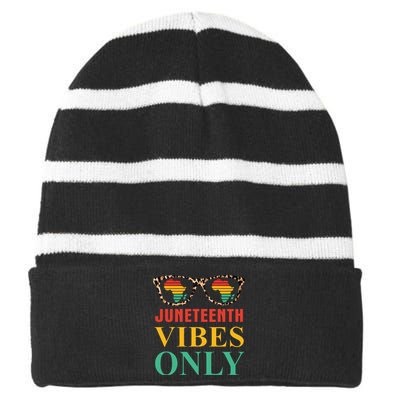 Juneteenth Vibes Only Leopard Vintage Striped Beanie with Solid Band