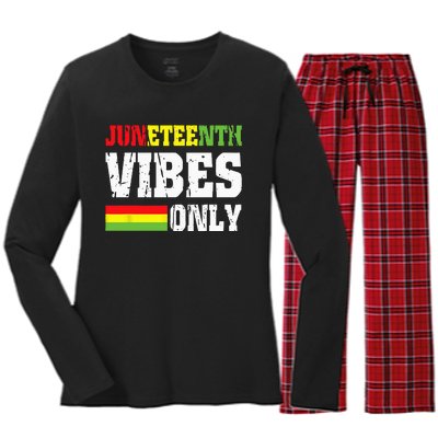 JUNETEENTH VIBES ONLY June 19 1865 Celebrate Black History Women's Long Sleeve Flannel Pajama Set 