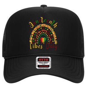 Juneteenth Vibes Only Leopard Rainbow Juneteeth High Crown Mesh Back Trucker Hat