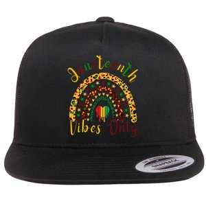 Juneteenth Vibes Only Leopard Rainbow Juneteeth Flat Bill Trucker Hat