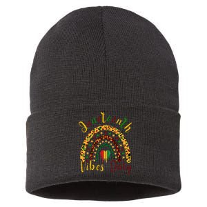 Juneteenth Vibes Only Leopard Rainbow Juneteeth Sustainable Knit Beanie