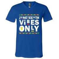 Junenth Vibes Only Black History Blm African American Cool Gift V-Neck T-Shirt