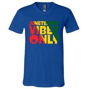 Juneteenth Vibes Only African America Flag Indepedence Day Gift V-Neck T-Shirt