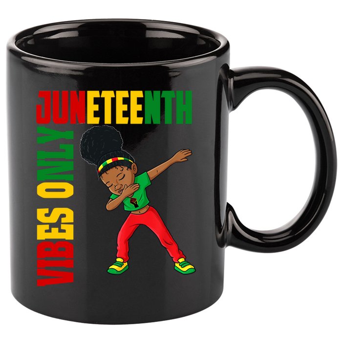 Juneteenth Vibes Only African Dabbing Black Freedom Meaningful Gift 11oz C Handle Ceramic Mug