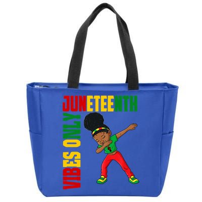 Juneteenth Vibes Only African Dabbing Black Freedom Meaningful Gift Zip Tote Bag