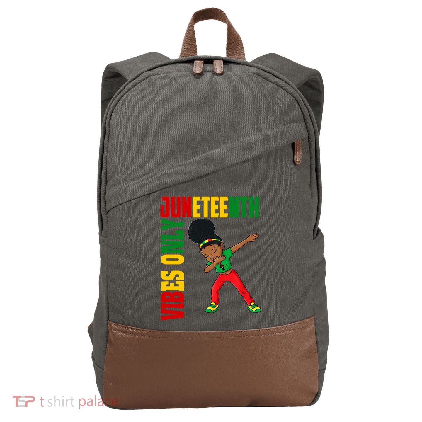 Juneteenth Vibes Only African Dabbing Black Freedom Meaningful Gift Cotton Canvas Backpack