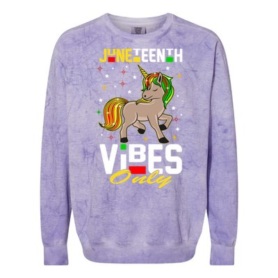 Junenth Vibes Only African American Melanin Unicorn Gift Colorblast Crewneck Sweatshirt