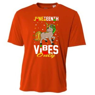 Junenth Vibes Only African American Melanin Unicorn Gift Cooling Performance Crew T-Shirt