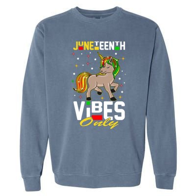 Junenth Vibes Only African American Melanin Unicorn Gift Garment-Dyed Sweatshirt