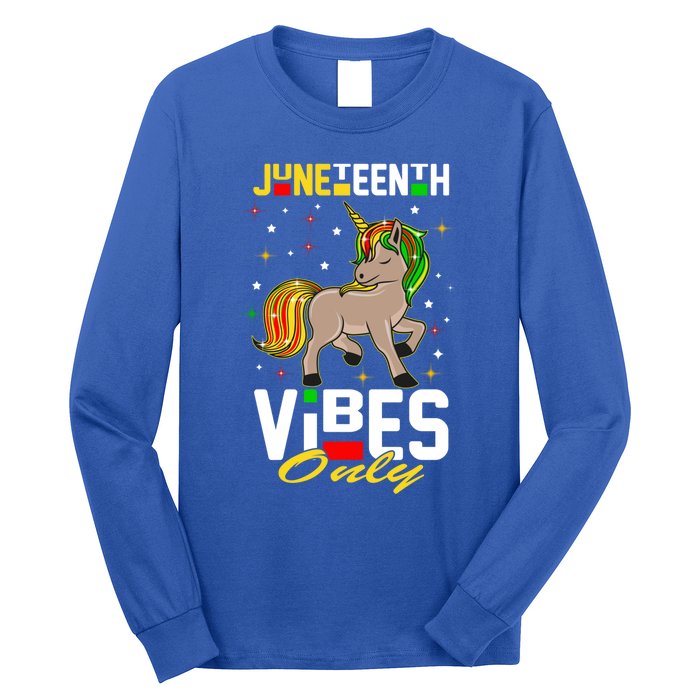 Junenth Vibes Only African American Melanin Unicorn Gift Long Sleeve Shirt