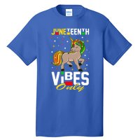 Junenth Vibes Only African American Melanin Unicorn Gift Tall T-Shirt