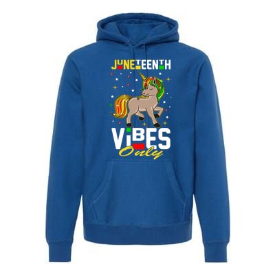 Junenth Vibes Only African American Melanin Unicorn Gift Premium Hoodie