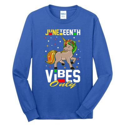 Junenth Vibes Only African American Melanin Unicorn Gift Tall Long Sleeve T-Shirt