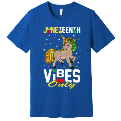 Junenth Vibes Only African American Melanin Unicorn Gift Premium T-Shirt