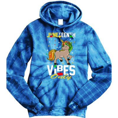 Junenth Vibes Only African American Melanin Unicorn Gift Tie Dye Hoodie