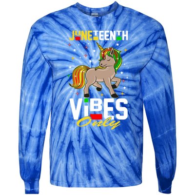 Junenth Vibes Only African American Melanin Unicorn Gift Tie-Dye Long Sleeve Shirt