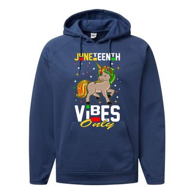 Junenth Vibes Only African American Melanin Unicorn Gift Performance Fleece Hoodie