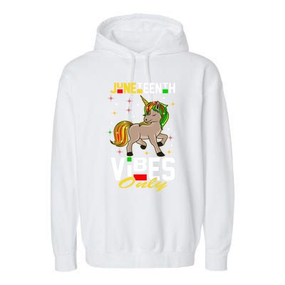 Junenth Vibes Only African American Melanin Unicorn Gift Garment-Dyed Fleece Hoodie