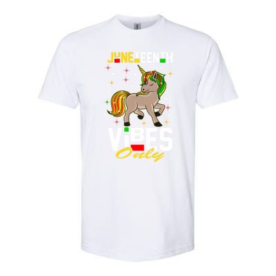 Junenth Vibes Only African American Melanin Unicorn Gift Softstyle CVC T-Shirt