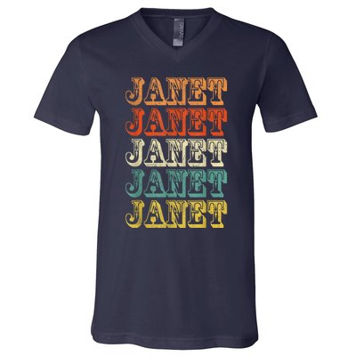 Janet Vintage Retro V-Neck T-Shirt