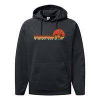 Jackrabbit Vintage Retro Sunset Pine Tree Save The Jackalope Performance Fleece Hoodie