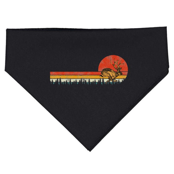 Jackrabbit Vintage Retro Sunset Pine Tree Save The Jackalope USA-Made Doggie Bandana