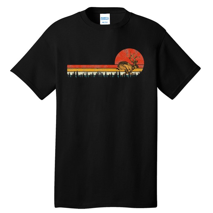 Jackrabbit Vintage Retro Sunset Pine Tree Save The Jackalope Tall T-Shirt