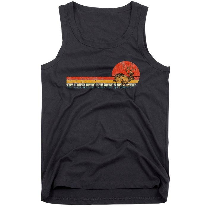 Jackrabbit Vintage Retro Sunset Pine Tree Save The Jackalope Tank Top