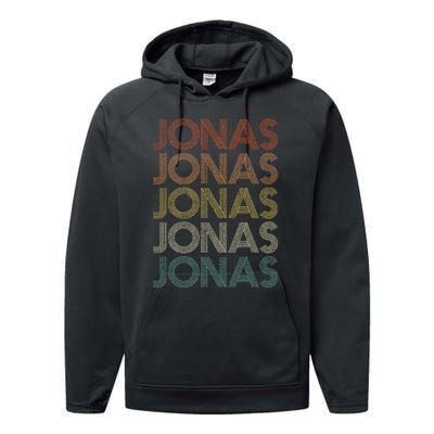 Jonas Vintage Retro names style  Performance Fleece Hoodie