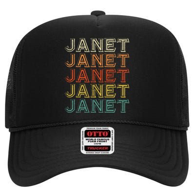 Janet Vintage Retro For Women Men High Crown Mesh Back Trucker Hat