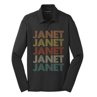 Janet Vintage Retro Silk Touch Performance Long Sleeve Polo