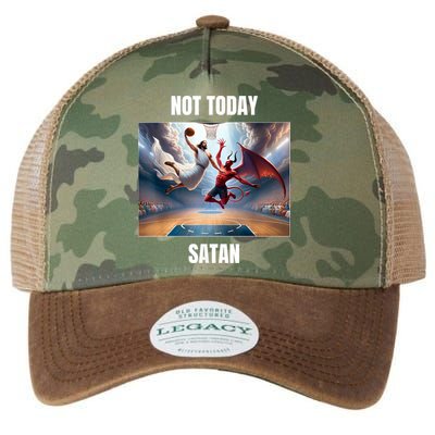Jesus Vs Satan Playing Basketball Not Today Satan Legacy Tie Dye Trucker Hat