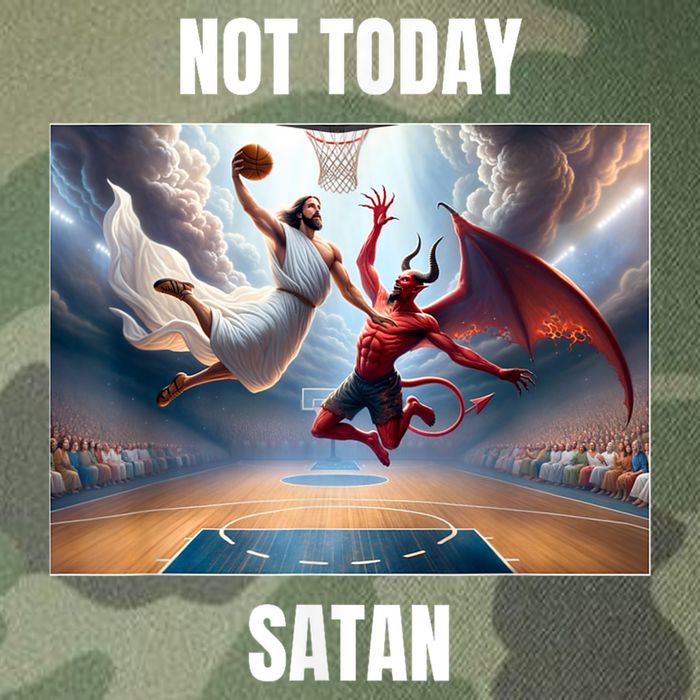 Jesus Vs Satan Playing Basketball Not Today Satan Legacy Tie Dye Trucker Hat