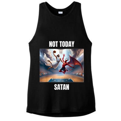 Jesus Vs Satan Playing Basketball Not Today Satan Ladies PosiCharge Tri-Blend Wicking Tank