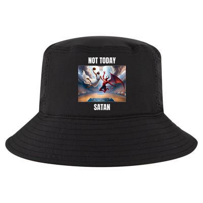 Jesus Vs Satan Playing Basketball Not Today Satan Cool Comfort Performance Bucket Hat