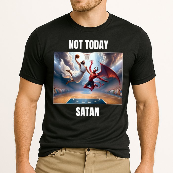Jesus Vs Satan Playing Basketball Not Today Satan Cooling Performance Crew T-Shirt