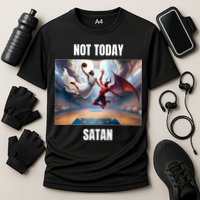 Jesus Vs Satan Playing Basketball Not Today Satan Cooling Performance Crew T-Shirt