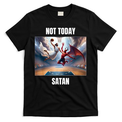 Jesus Vs Satan Playing Basketball Not Today Satan T-Shirt