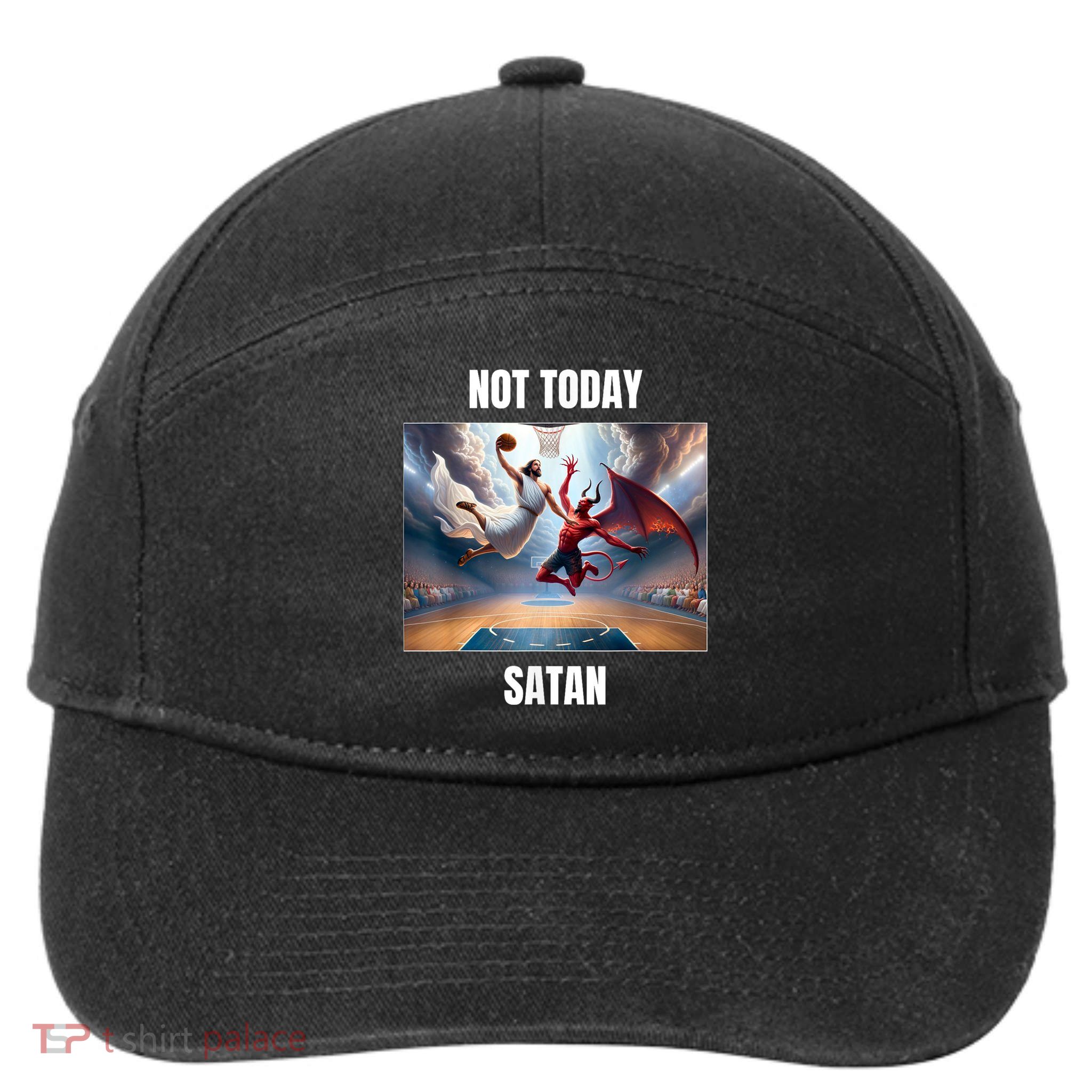 Jesus Vs Satan Playing Basketball Not Today Satan 7-Panel Snapback Hat