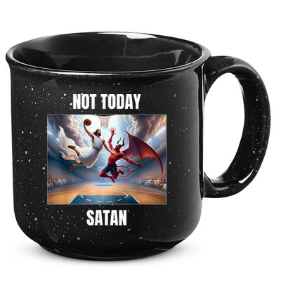 Jesus Vs Satan Playing Basketball Not Today Satan 15oz Campfire Ceramic Mug